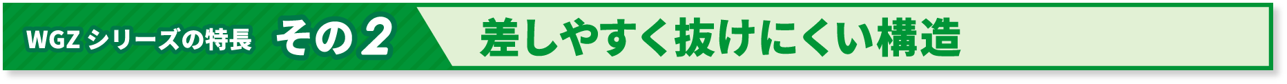 WGZシリーズの特長 その2 差しやすく抜けにくい構造