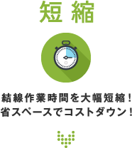 短縮SHORTENING 結線作業時間を大幅短縮！省スペースでコストダウン！